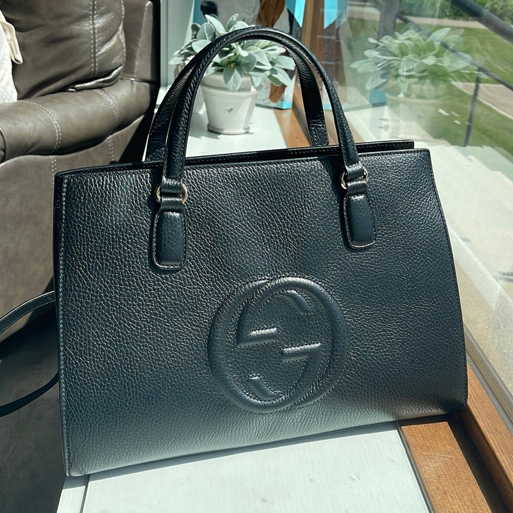 Gucci Soho Convertible Tip Handle Satchel Leather Medium